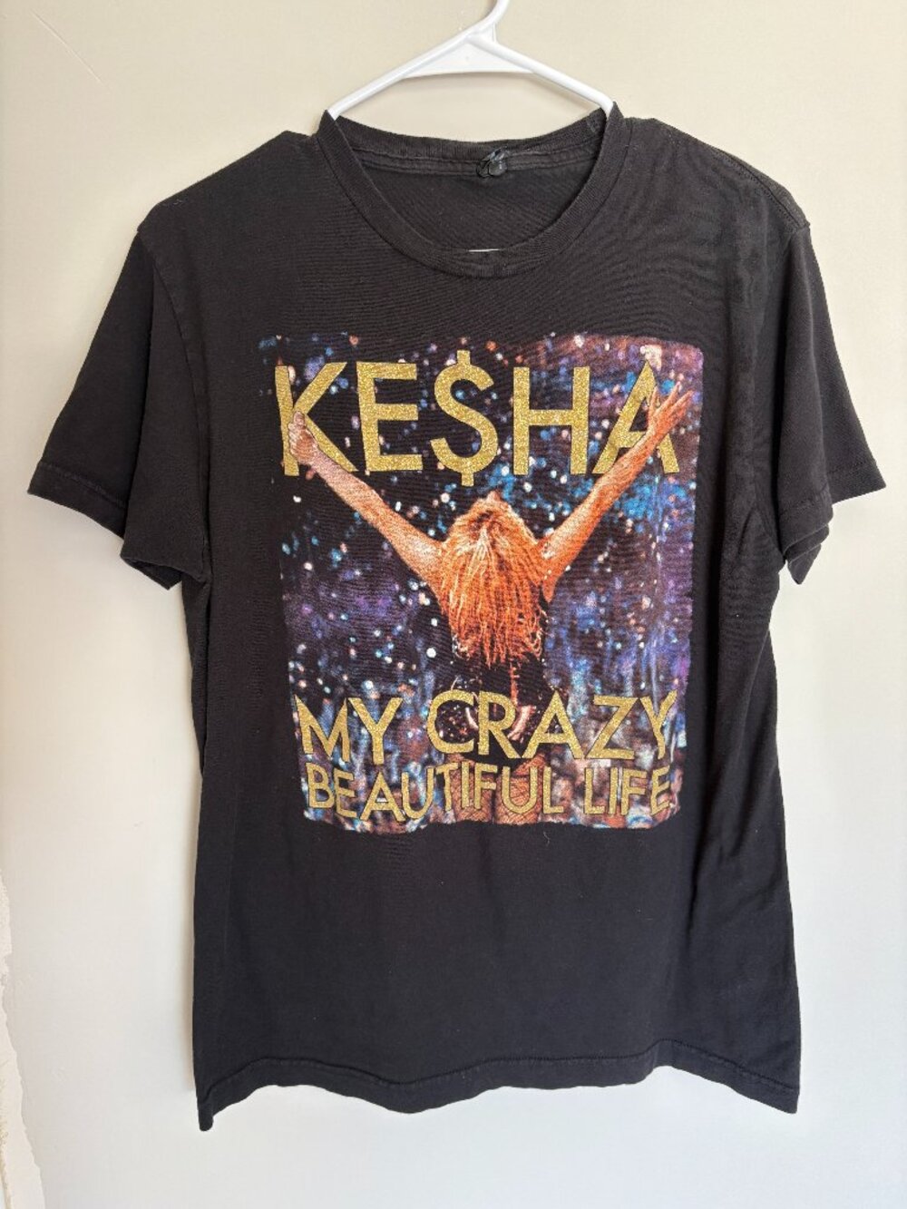 Kesha My Crazy‎ Beautiful Life T Shirt Womens Medium Black Graphic Tee Pop Music